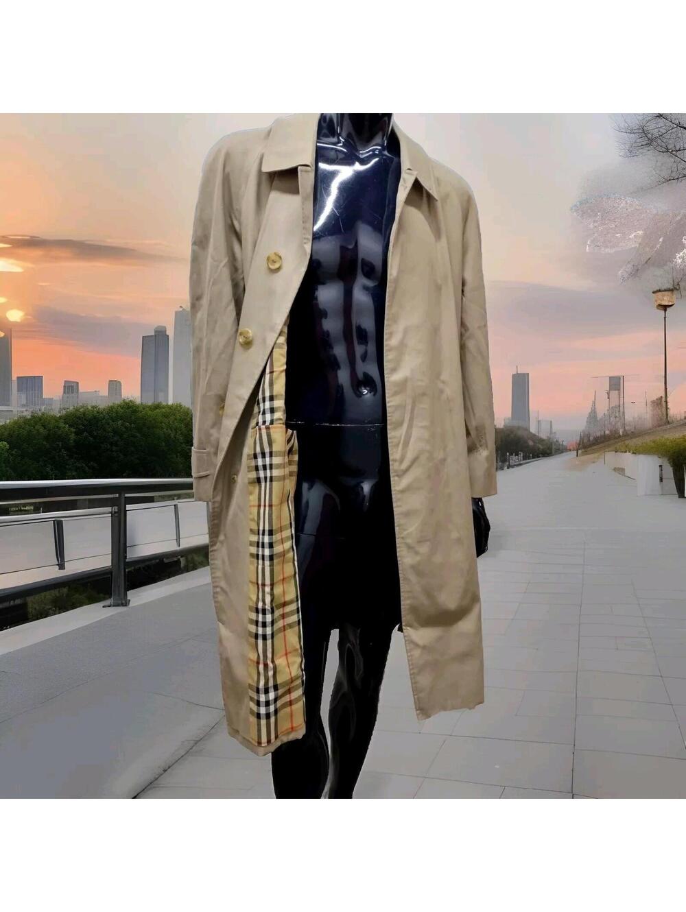 Vintage 1980s Burberry Classic Trench Over Coat 52 SHORT XL LONDON ENGLAND 2980D